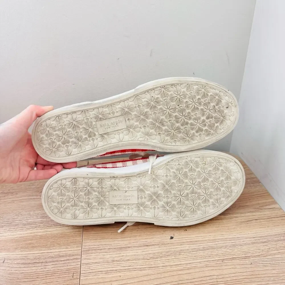 Kate Spade Vale Red And White Checkered Sneakers Women’s Size 10